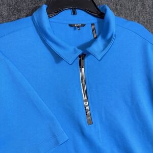 DKNY Sport Blue Quarter Zip Polo Shirt Mens Short Sleeve Casual Golf Top 2XL